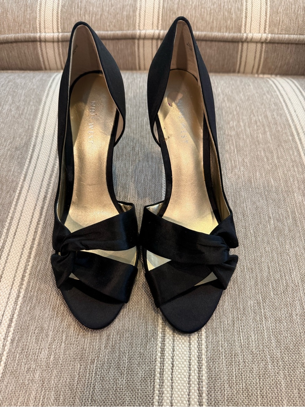 Black Knot Peep-Toe Pumps - Women Shoes